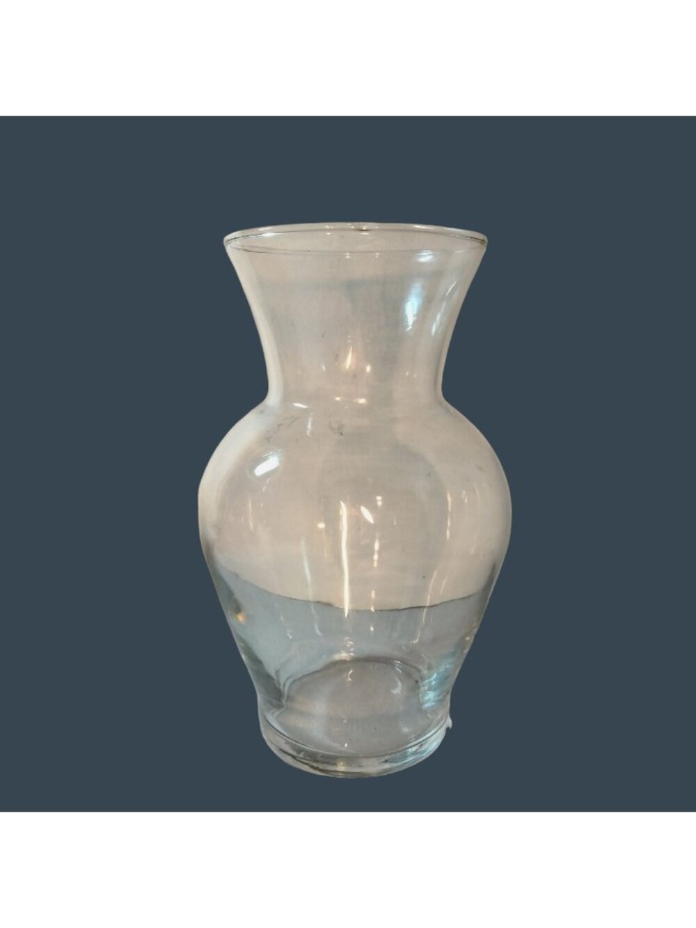 Clear Glass Flower Vase Waisted 7 inch
